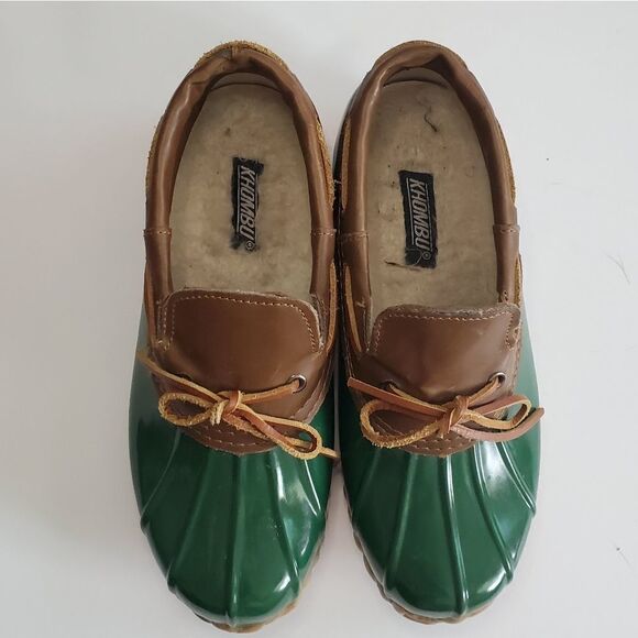 KHOMBU low rain boot glossy green low duck shoe 7 - Picture 2 of 6